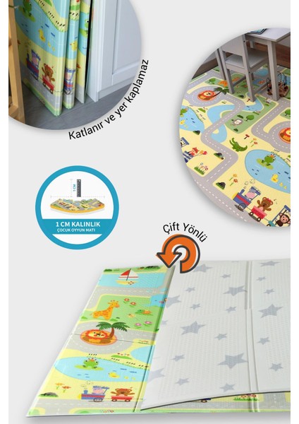 Oyun Matı, 200X130X1 cm Çift Taraflı Katlanır Oyun Halısı fiyatları