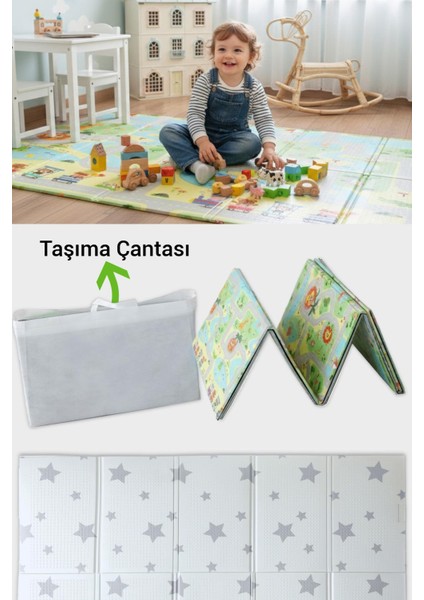 Oyun Matı, 200X130X1 cm Çift Taraflı Katlanır Oyun Halısı modelleri