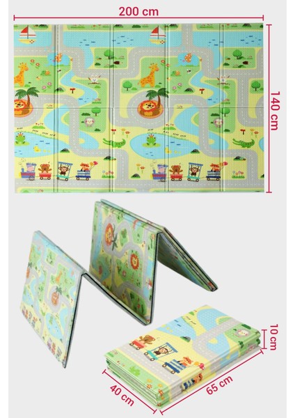 Oyun Matı, 200X130X1 cm Çift Taraflı Katlanır Oyun Halısı fırsatları