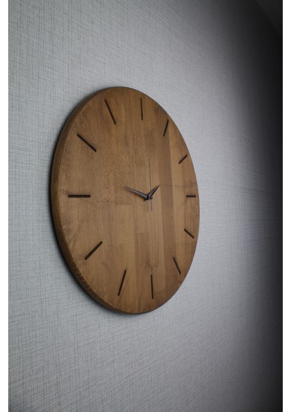 Doğal Masif Ahşap Duvar Saati | Modern Minimalist Tasarım | Sessiz Mekanizma