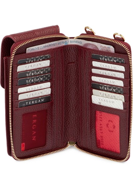 Bordo Hakiki Deri Kadın Omuz Çantası - S25Y1BC80438-M71