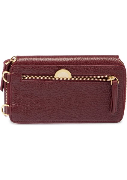 Bordo Hakiki Deri Kadın Omuz Çantası - S25Y1BC80438-M71