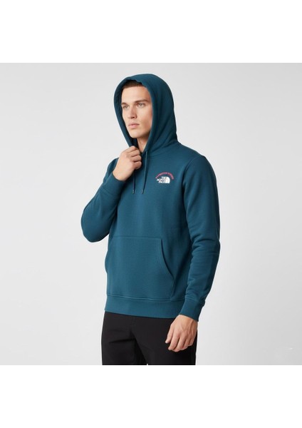 Kapüşonlu Koyu Turkuaz Kanguru Cepli Sweatshirt North Face