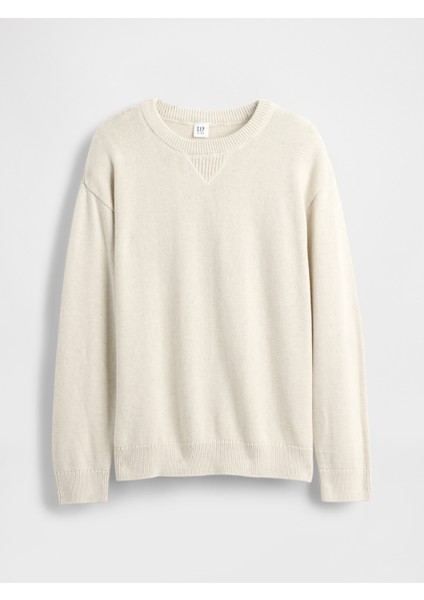 Erkek Çocuk Krem Relaxed Bisiklet Yaka Kazak indirimleri