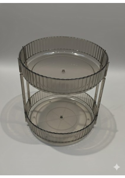 2 Katlı Döner Makyaj Takı Organizeri Şeffaf-Antrasit fiyatları