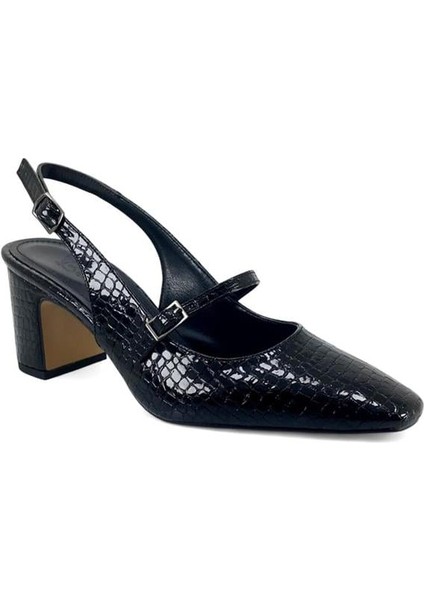 6550 Günlük Kadın Abiye Ayakkabı-Siyah Rugan
