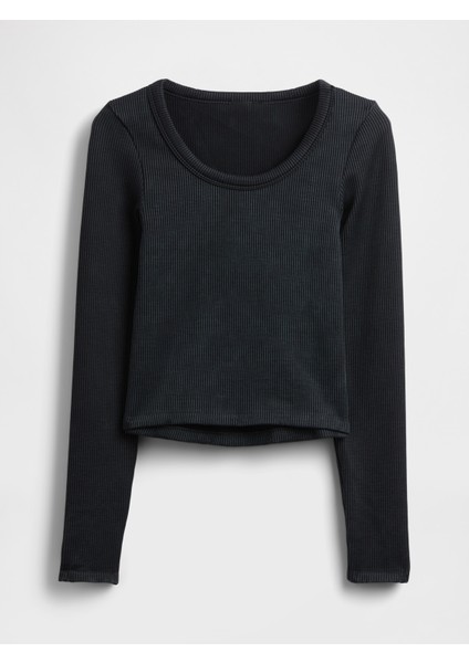 Kadın Siyah Gapfit Dikişsiz Fitilli Crop T-Shirt fiyatları