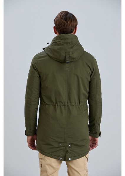 RIVER25 Erkek Mont Kapüşonlu Erkek Pamuk Kaban
