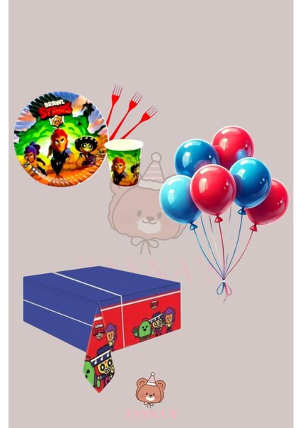 Brawl Stars Temalı Karakter Baskılı 32 Kişilik Doğum Günü Parti Seti Malzemeleri