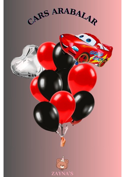 Cars Arabalar Temalı Karakter Folyo Balon Seti Kalpli
