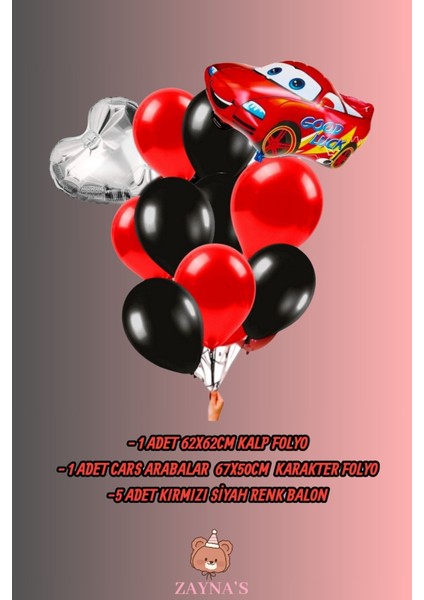 Cars Arabalar Temalı Karakter Folyo Balon Seti Kalpli fiyatları