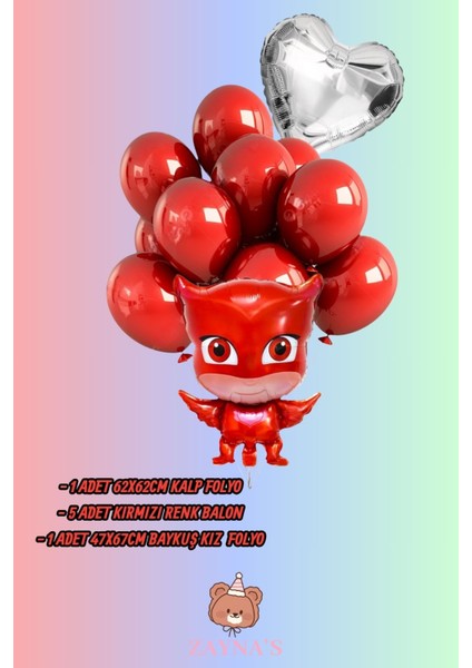Pijamaskeliler Baykuş Kız Temalı Karakter Folyo Balon Seti Kalpli fiyatları