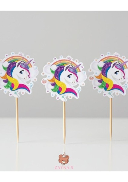 Unicorn Temalı Tek Boynuzlu At Baskılı 16 Adet Parti Sunum Kürdanı fiyatları