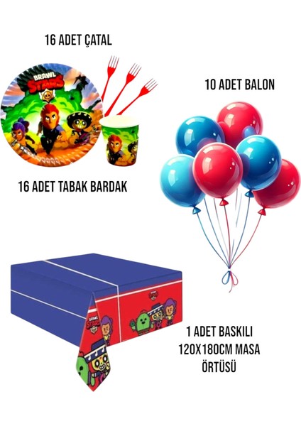 Brawl Stars Doğum Günü Parti Seti - Erkek Çocuk Doğum Günü Parti Süsleri 16 Kişilik fiyatları