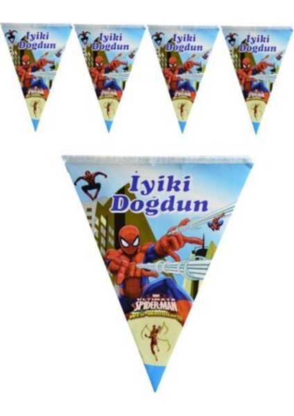 Örümcek Adam Iyi Ki Doğdun Flama 2 Metre 10 Bayrak