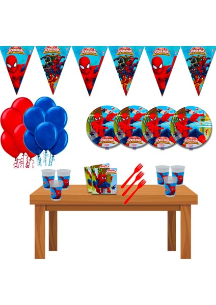 Örümcek Adam Doğum Günü Parti Malzemeleri Süsleri Seti 8 Kişilik