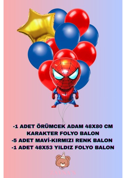 Örümcek Adam Temalı Karakter Baskılı Folyo Balon Seti Yıldızlı fiyatları