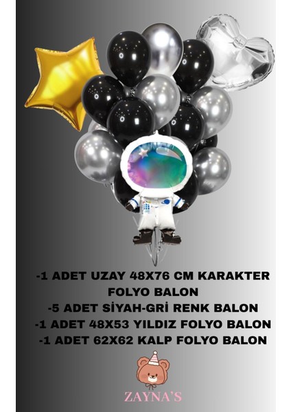 Kozmik Uzay Temalı Galaksi Astronot Baskılı Karakter Folyo Balon Seti Yıldız ve Kalpli fiyatları