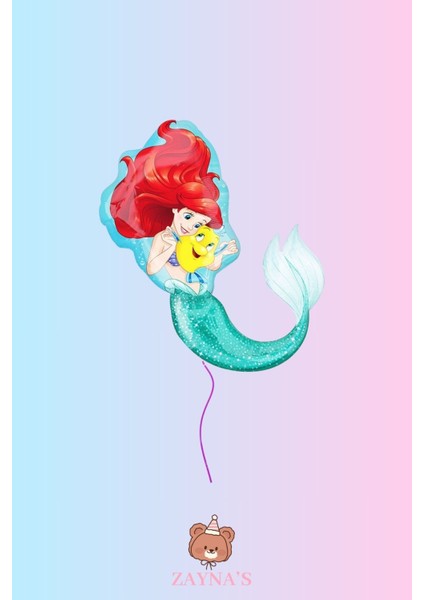 Deniz Kızı Ariel Temalı Karakter Folyo Balon 80 cm