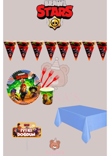 Brawl Stars Temalı Erkek Çocuk Ekomini Set 32 Kişilik Doğum Günü Parti Malzemeleri