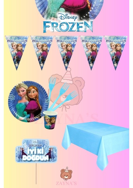Frozen Elsa Temalı Ekomini Set 8 Kişilik Doğum Günü Parti Malzemeleri Karlar Ülkesi