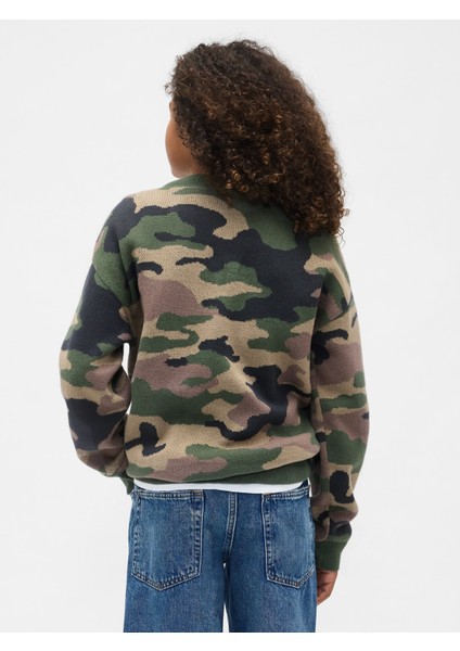 Erkek Çocuk Kamuflaj Relaxed Bisiklet Yaka Kazak fırsatları