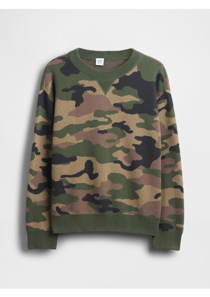 Erkek Çocuk Kamuflaj Relaxed Bisiklet Yaka Kazak indirimleri