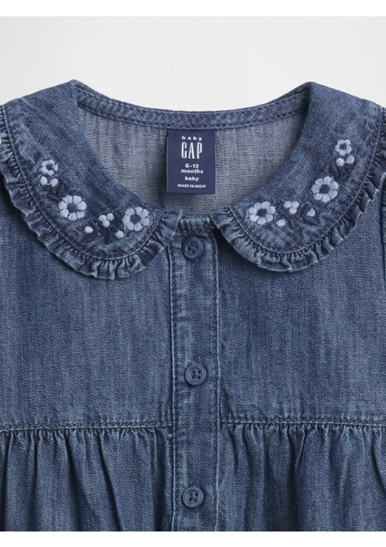Bebek Koyu Mavi Denim Yaka Detaylı Tulum modelleri