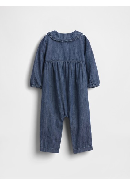 Bebek Koyu Mavi Denim Yaka Detaylı Tulum fırsatları