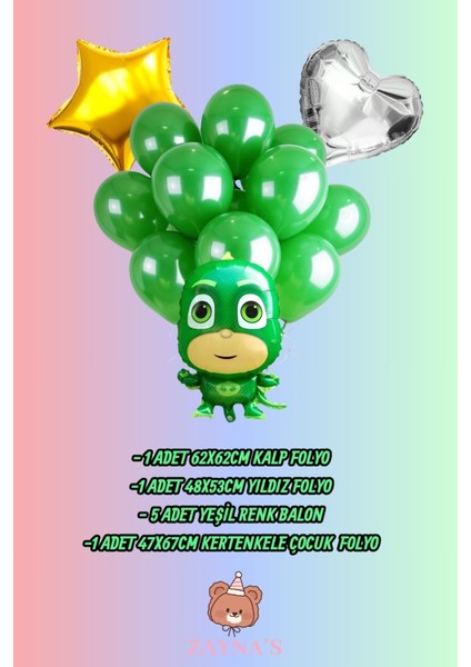 Pijamaskeliler Temalı Kertenkele Çocuk Baskılı Karakterli Folyo Balon Seti Yıldız ve Kalpli fiyatları