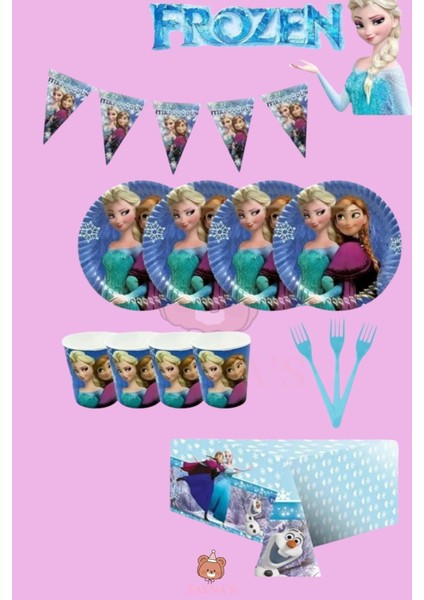 Frozen Elsa Temalı Kız Çocuk Olaf Ekonomik 16 Kişilik Doğum Günü Parti Seti