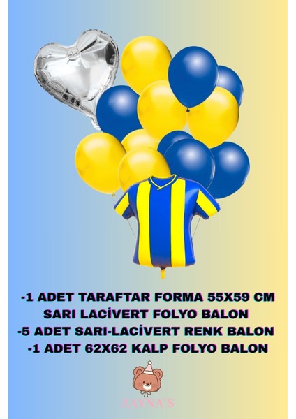 Taraftar Temalı Sarı Lacivert Renk Forma Folyo Balon Seti Kalpli fiyatları