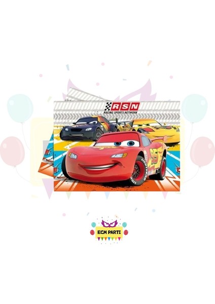 Cars Arabalar Temalı Baskılı Masa Örtüsü - Doğum Günü Parti Seti Malzemeleri