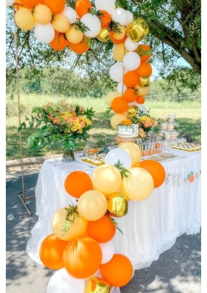 50 Adet Turuncu Beyaz Somon Balon