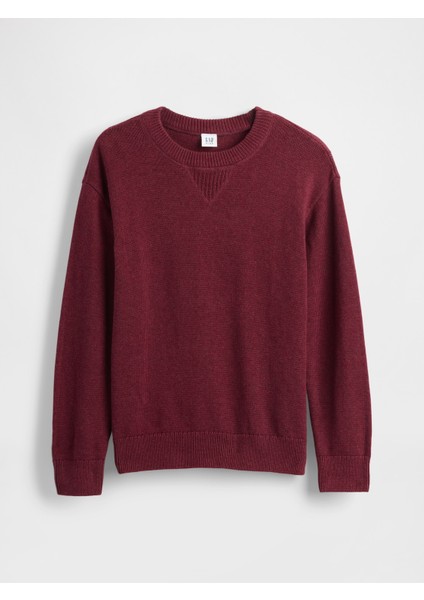 Erkek Çocuk Bordo Relaxed Bisiklet Yaka Kazak indirimleri