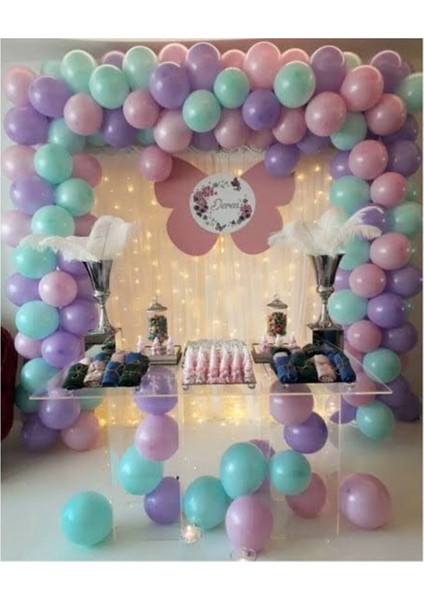 30 Adet Yeşil Mor Pembe Balon