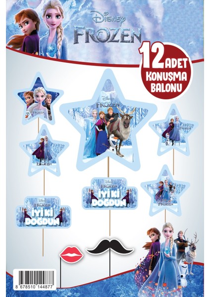 Frozen Elsa Temalı Konuşma Balonu, 12 Adet, Partioyunevi