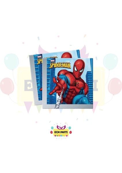 Örümcek Adam Spiderman Temalı Baskılı 20 Adet Peçete - Doğum Günü Parti Seti Malzemeleri