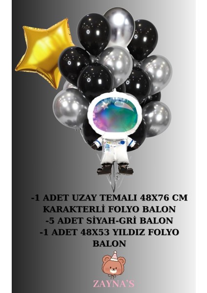 Kozmik Uzay Temalı Galaksi Astronot Karakter Baskılı Folyo Balon Seti Yıldızlı fiyatları