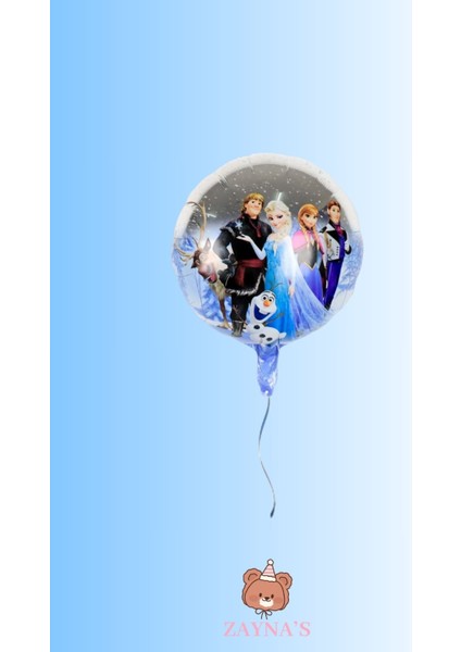 Karlar Ülkesi Elsa Frozen Temalı Karakter Folyo Balon Yuvarlak 52 cm
