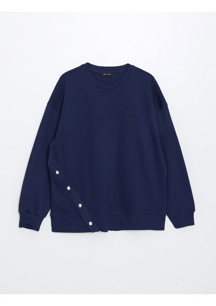 Yeni Sezon Bisiklet Yaka Oversize Kadın Kalın Sweatshirt indirimleri