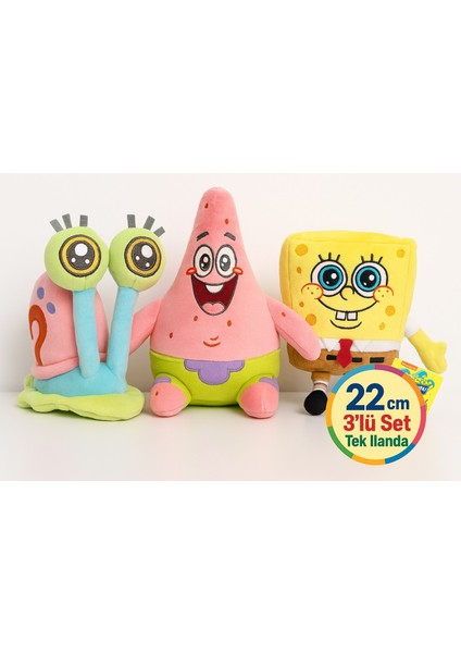 Sünger Bob Patrick Gary Peluş Üçlü Paket 22 cm Yumuşak Oyuncak Seti Çocuk Hediyelik - 3 Lü Set fiyatları