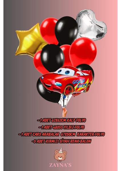 Cars Arabalar Temalı Karakter Folyo Balon Seti Yıldız ve Kalp fiyatları