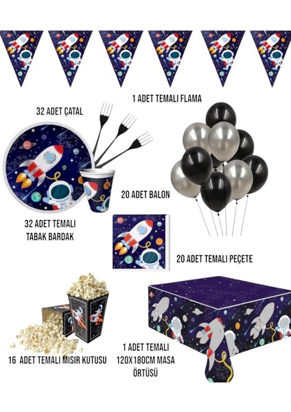 Uzay Galaksi Temalı Parti Seti - Çouk Doğum Günü Süsleri - 32 Kişilik fiyatları