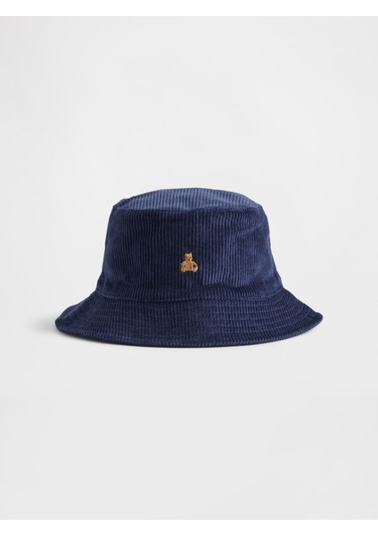 Bebek Lacivert Corduroy Bucket Şapka