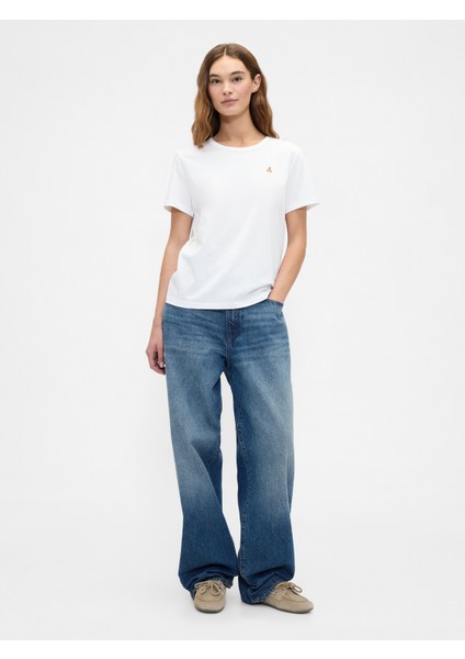 Kadın Beyaz Organik Pamuk Vintagesoft Brannan Bear T-Shirt indirimleri