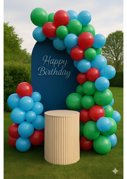10 Adet Pastel Tonu Mavi-Kırmızı-Yeşil Karışık Renk 12INÇ Balon-Doğum Günü Parti Süsleri Balon