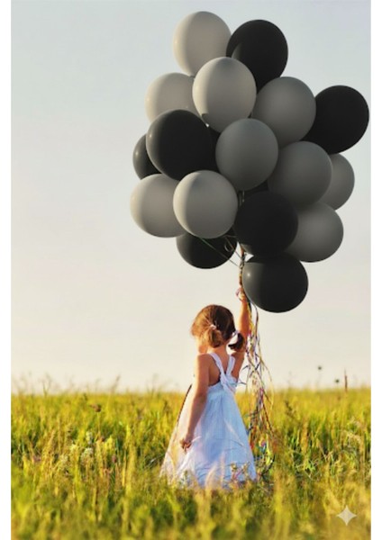 100 Adet Pastel Tonu Siyah-Gri Renk 100LÜ 12INÇ Siyah Gri Balon-Doğum Günü Parti Süsleri Balon fiyatları