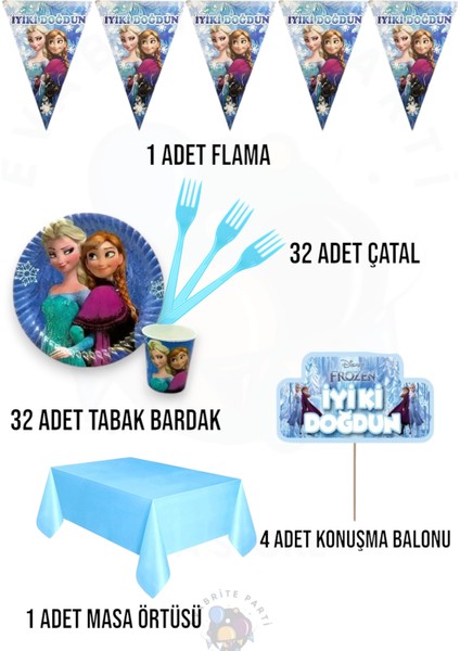 Frozen Elsa 32 Kişilik Doğum Günü Seti Ekomini - Doğum Günü Parti Malzemeleri Karlar Ülkesi fiyatları