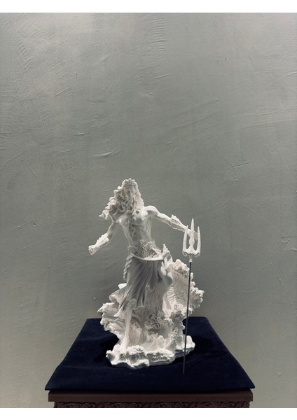 Poseidon Heykeli 47×32 cm | Denizler Tanrısı Trident Figürü | Mitolojik Dekoratif Büyük Boy Biblo | Boyanabilir Polyester Heykel modelleri